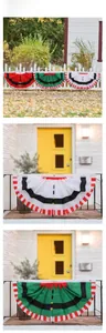 Outdoor Christmas fan-shaped bunting flags with metal grommets on wooden fences