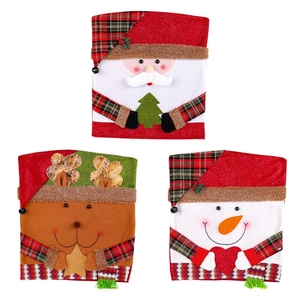 Lot de trois housses de chaise de Noël avec Père Noël, Renne et Bonhomme de neige