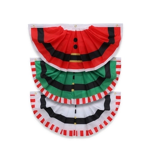 Set of three Christmas pleated fan flags with Santa and Elf patterns for outdoor decor