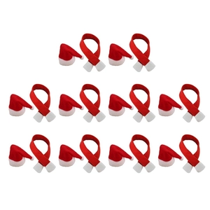 Set of 10 red Christmas wine bottle mini hats and scarves holiday home decorations