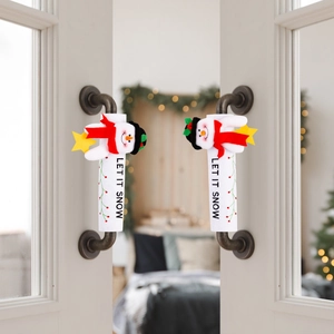 Christmas snowman refrigerator handle covers with Let It Snow embroidery for home decor