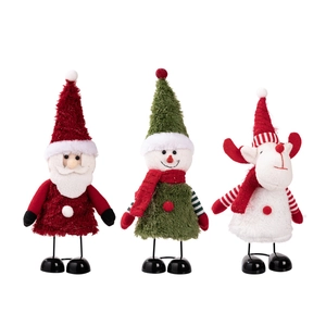 Christmas plush dolls set including Santa Claus Snowman and Reindeer holiday decor