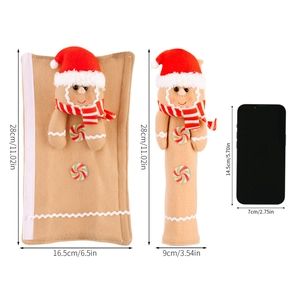 Christmas gingerbread man fridge handle cover with size dimensions and phone scale