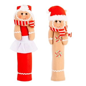 Christmas gingerbread man theme kitchen appliance handle covers in soft fabric material