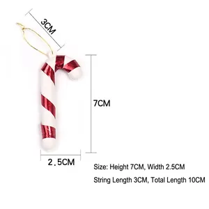 Christmas tree decoration set featuring 7cm red and white plastic candy cane ornaments