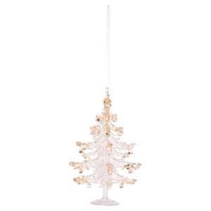 Transparent acrylic Christmas tree ornament with elegant gold sequins and white hanging rope