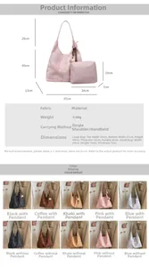 Detailed size chart and specifications for the minimalist canvas tote bag and pouch set