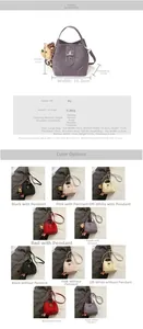 Detailed size specifications for minimalist PU leather bucket bag with dimensions