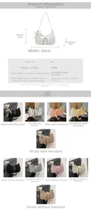 Detailed view of the stylish PU leather shoulder bag with its precise size measurements