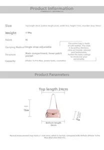 Tableau des tailles détaillé et spécifications pour le sac bandoulière rose à boucle métal