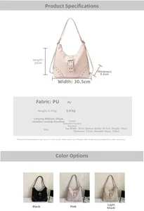 Detailed dimension guide and specifications for the rivet studded tote and backpack
