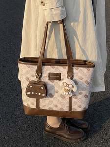 Borsa tote carina con motivo a gatto, piccolo portamonete e ciondolo a cucciolo