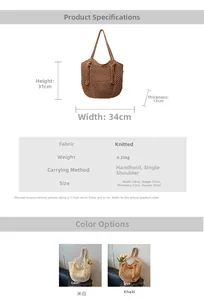 Spécifications détaillées de taille pour sac fourre-tout tissé avec largeur et hauteur