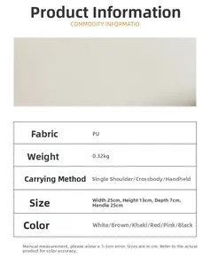 Size chart showing dimensions for women retro PU shoulder bag in multiple colors