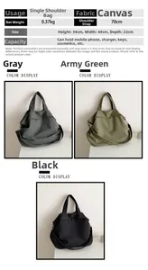 Spécifications détaillées du sac en toile avec dimensions et options de couleurs