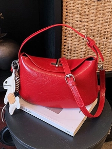Fashion Women Synthetic Leather Shoulder Bag Crinkle Texture Handbag With Metal Lock Elegant Commuting Crossbody Bag Trendy Purse