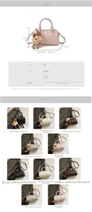 Detailed view of fashionable PU leather Boston bag with textured finish and brand logo