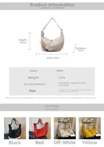Detailed size specifications and color options for the lightweight nylon crossbody bag