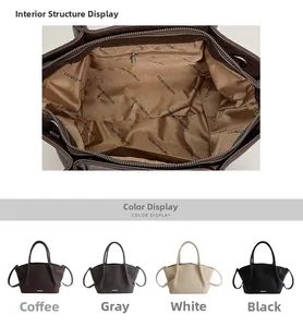 Vue détaillée de la doublure du grand sac cabas avec poche zippée et quatre couleurs