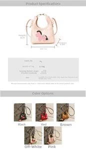 Detailed size chart and specifications for the mini PU crossbody bag with horse embroidery