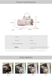Size chart showing dimensions for the large and small PU leather bucket bag set