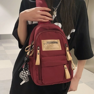 Bolso de Pecho de Nylon a la Moda para Mujer Riñonera Streetwear Bolso de Hombro Ligero Casual Con Colgante de Cuadros
