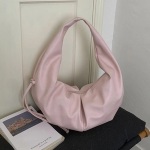 Women's Pleated Hobo Shoulder Bag Large Capacity PU Leather Dumpling Bag Trendy Underarm Bag For Fashion Casual Daily Use
