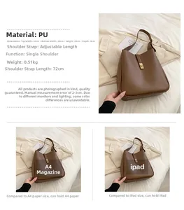 Detailed size specifications for brown PU leather bucket bag with dimensions and capacity