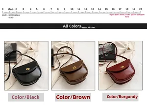 Detailed view showing vintage saddle bags in black, brown, and burgundy with gold buckles