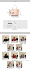 Tableau des tailles et matrice de couleurs pour petit sac Boston en cuir PU pour femme