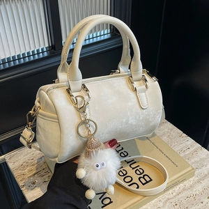 Sac Baril Boston en Cuir PU Minimaliste pour Femmes Petit Sac Bandoulière Avec Bandoulière Amovible Sac à Main Urbain