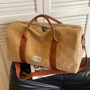 Sac de Voyage en Toile de Grande Capacité pour Femmes Sac à Main de Week-End Rétro Décontracté avec Poignées en Cuir Synthétique