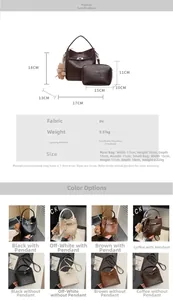 Detailed size specifications and color options for the fashion bucket bag with bear charm