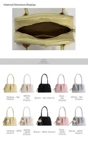 Detailed view of the internal pocket and color options of the minimalist shoulder tote bag