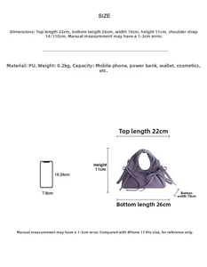 Guida alle taglie borsa viola in PU con fiocco, dimensioni 26x11cm e confronto