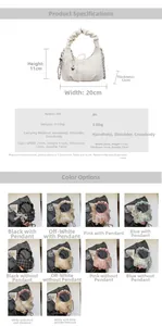 Detailed size specifications for cloud bag with bow charm and chain strap