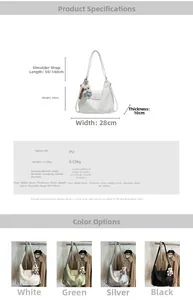 Detailed size specifications for the PU leather multi-way backpack with color variants