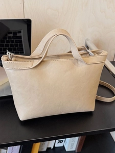 Minimalist PU Leather Tote Bag Large Capacity Crossbody Bag For Women Casual Office Handbag Solid Color Top Handle Bag