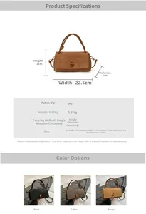 Tableau des tailles détaillé pour le sac à main vintage en cuir PU avec ferrures bronze