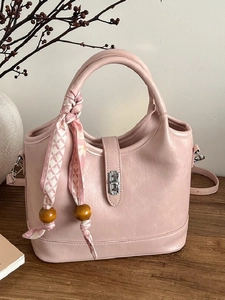 Élégant Sac Seau pour Femme en Cuir Synthétique avec Épissage Contrasté Sac à Bandoulière Haute Capacité avec Foulard