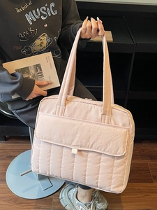 Rosafarbene gesteppte Shopper-Tasche aus leichtem Nylon mit großem Fassungsvermögen