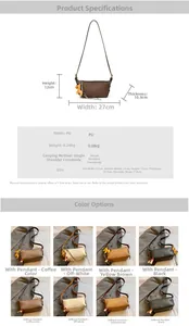 Spécifications détaillées des dimensions du sac bandoulière pour femme en cuir PU de qualité