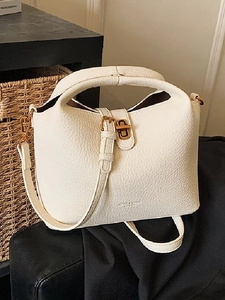 Sac Seau Femme en Cuir Synthétique à Motif Litchi Rétro Sac à Main Bandoulière Polyvalent Avec Pochette Ensemble Sac