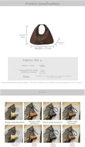 Dettagli della borsa Hobo in pelle con ciondolo a stella e dimensioni tecniche complete