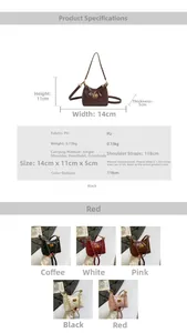 Detail view of mini quilted crossbody bag with metal twist lock and gold chain strap