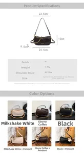 Detailed size chart for minimalist PU leather baguette bag with strap length and weight