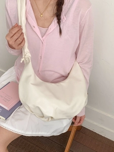 Chic off-white pleated hobo bag with knotted shoulder strap for women fashion