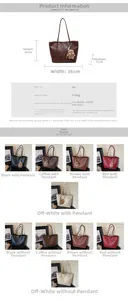 Tabla de tallas detallada para el bolso tote de cuero PU con medidas 36x26x11cm y 0,53kg