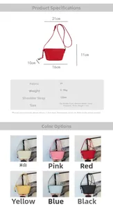 Detailed size chart and specifications for the compact PU leather crossbody bag