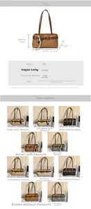 Tableau des tailles détaillé et paramètres du sac à bandoulière en similicuir avec boucle